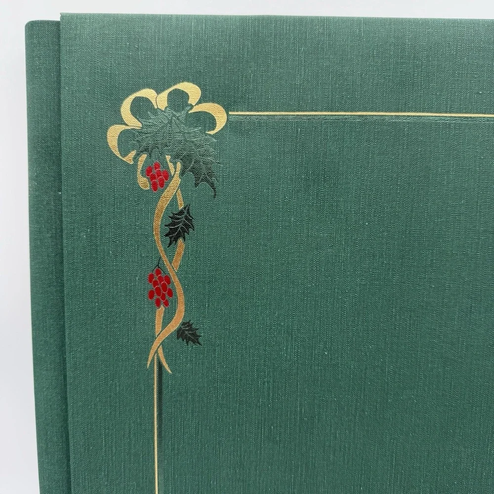 Vtg CREATIVE MEMORIES Christmas Scrapbook Album Green Holly Gold‎ Trim 15 Pages